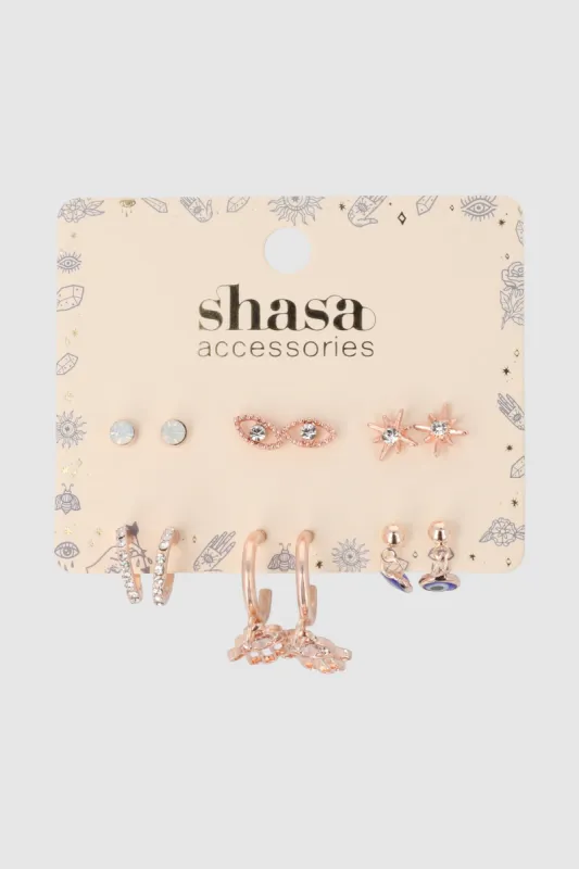 Set 6 Pares Aretes Ojos Turcos made by Shasa