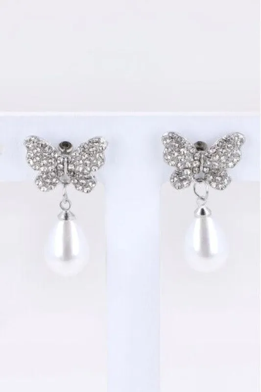 Aretes Mariposa Brillos Perla sold by Shasa
