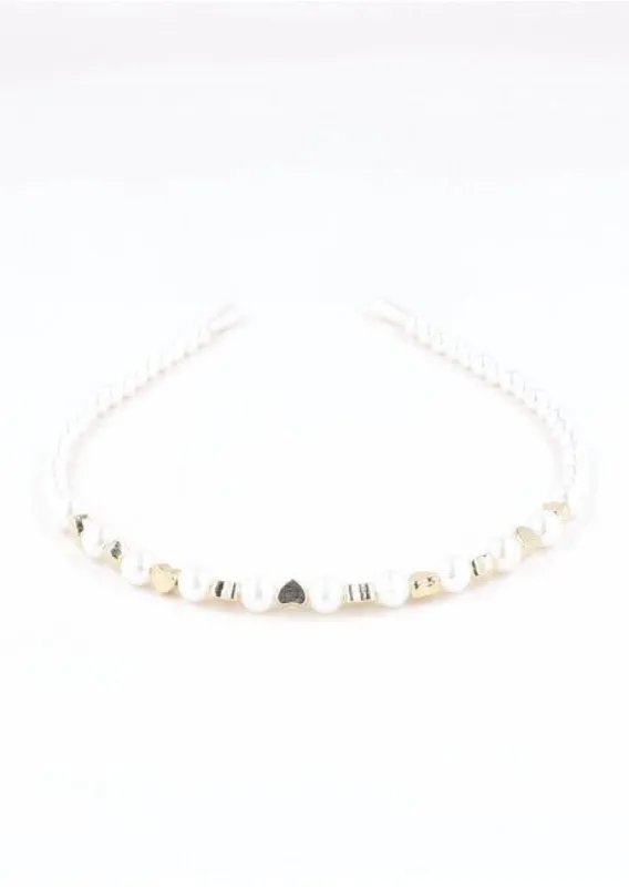 Diadema perlas corazones sold by Shasa