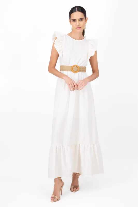 Vestido maxi lino con cinturon tejido Hypsters sold by Shasa