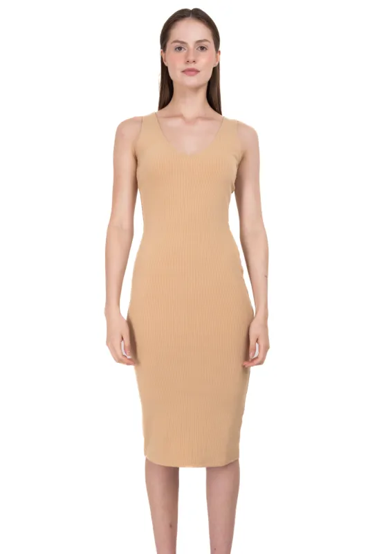 Vestido Midi Acanalado Liso sold by Shasa