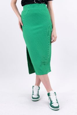 Falda midi acanalada abertura sold by Shasa
