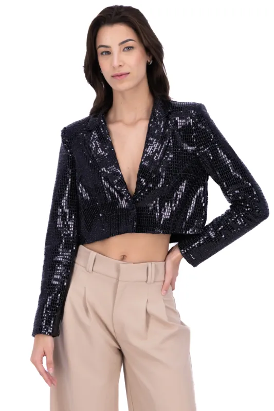 Blazer cropped de lentejuelas sold by Shasa