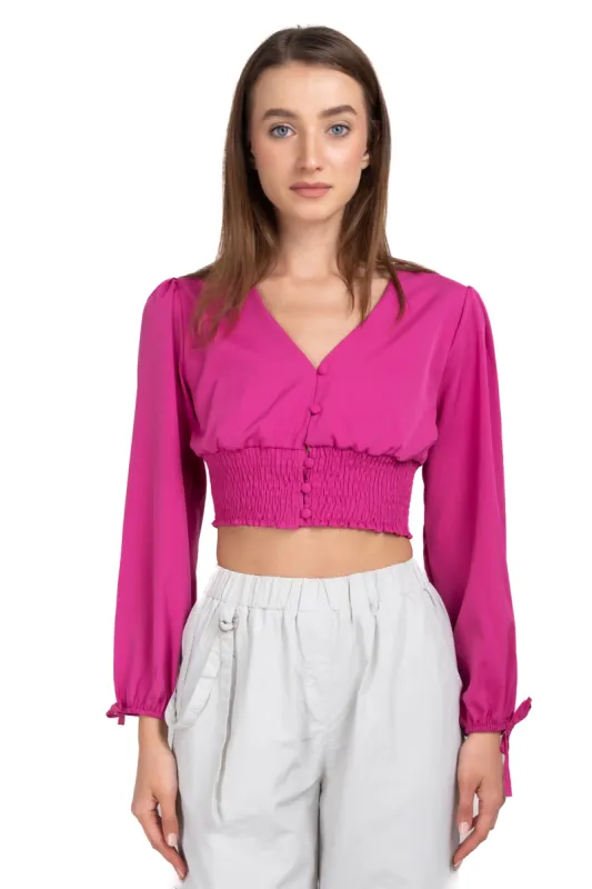 Blusa cintura smock escote v sold by Shasa