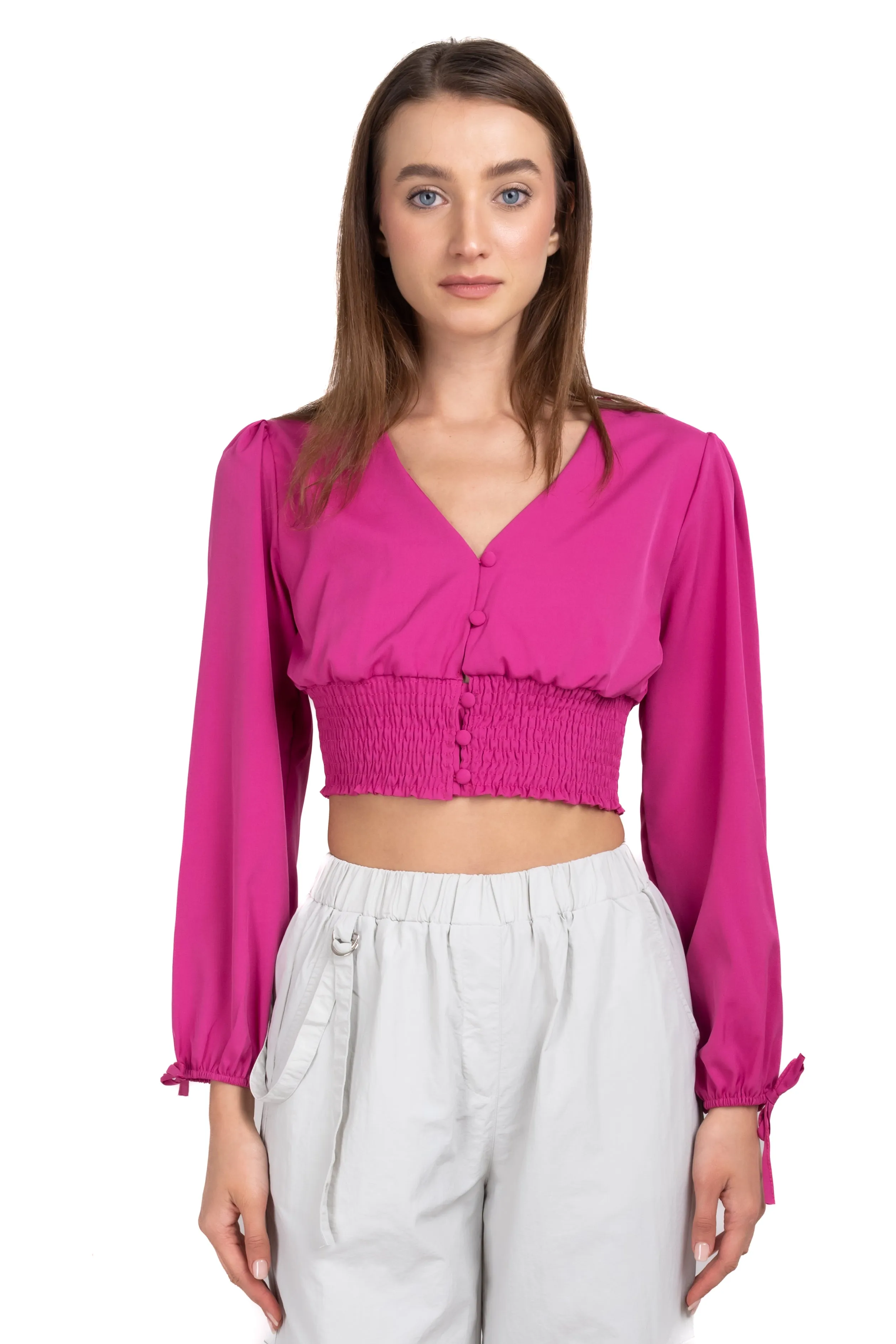 Blusa cintura smock escote v sold by Shasa