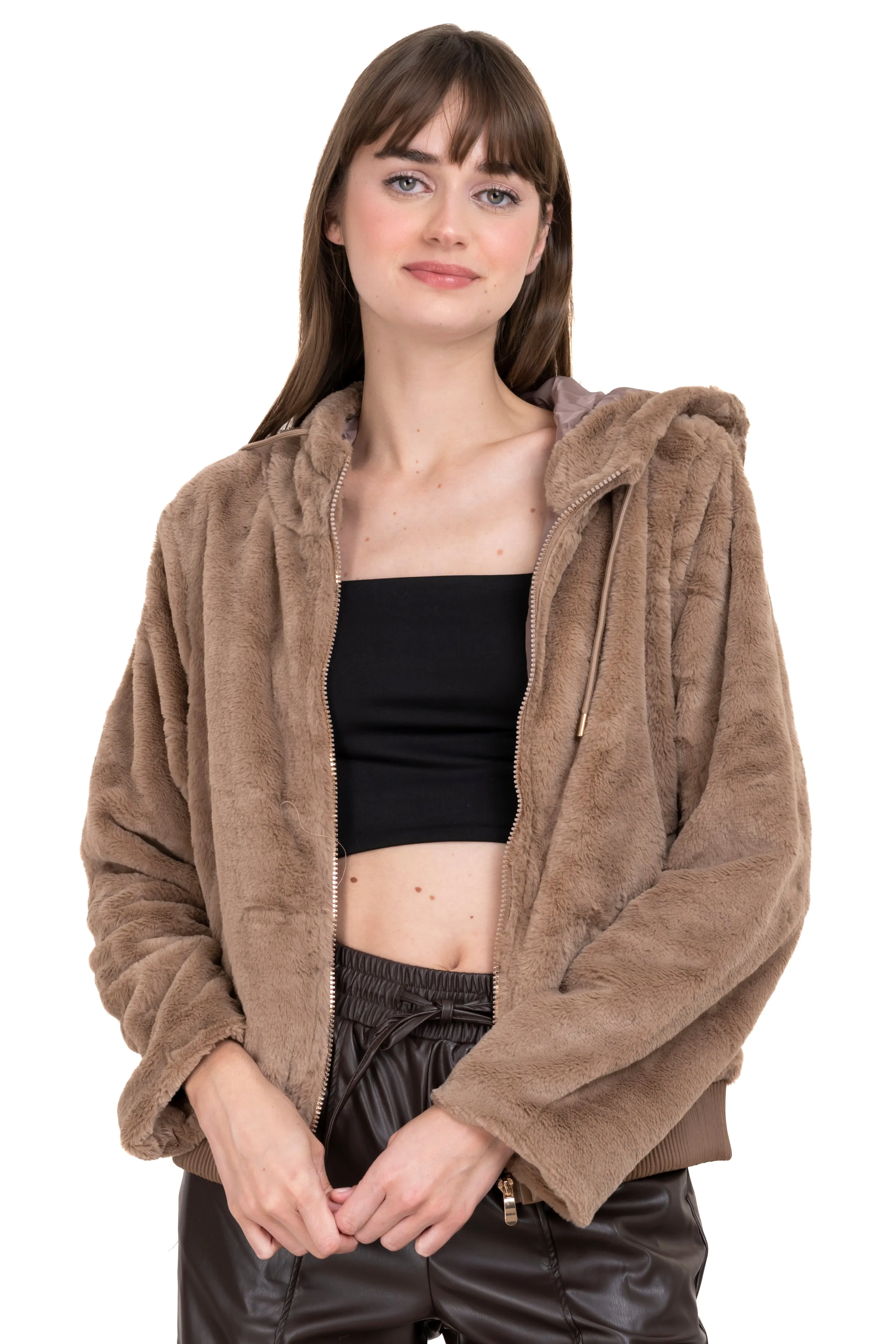 Chamarra bomber peluche capucha sold by Shasa