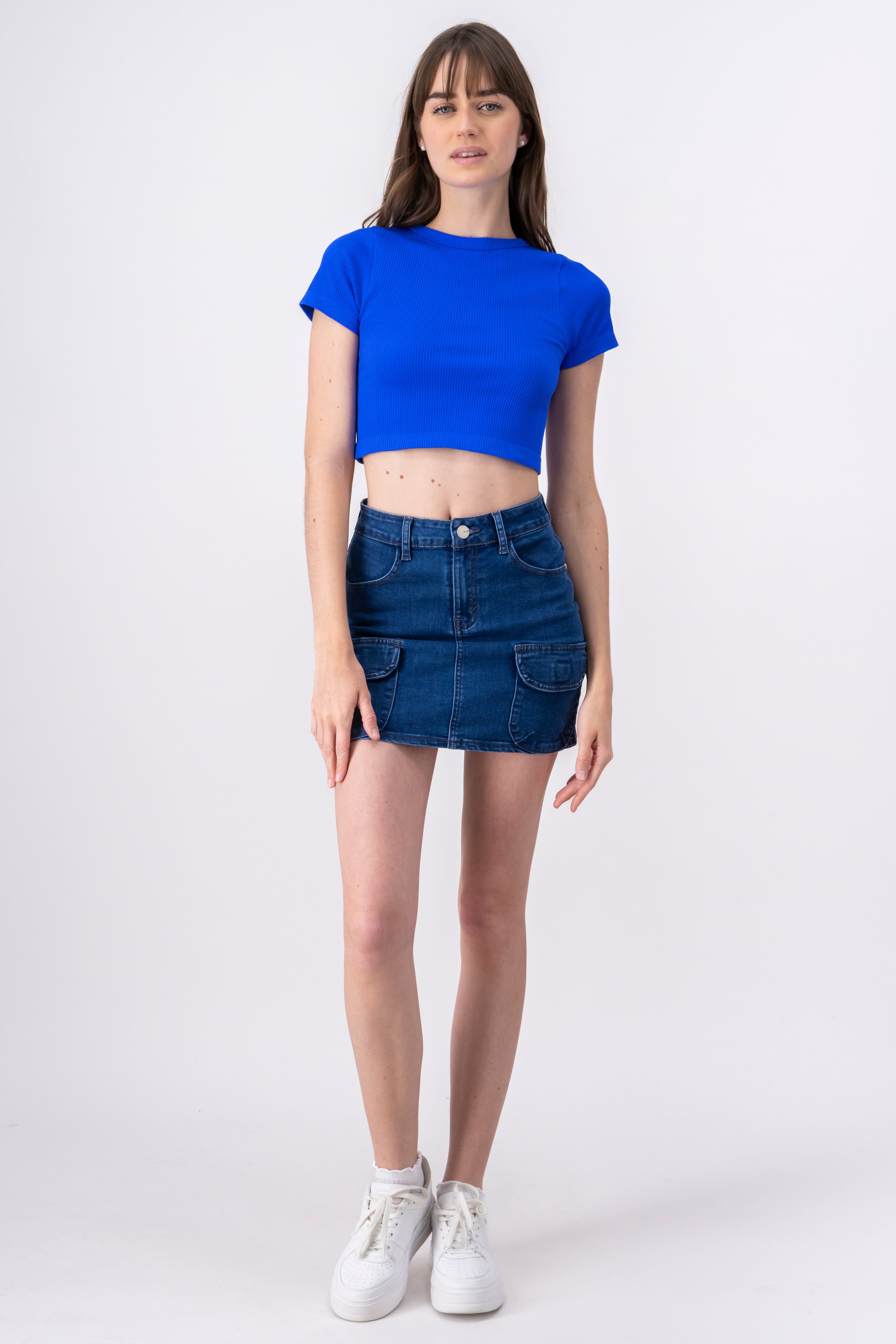 Falda mini denim cargo sold by Shasa