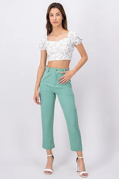 Pantalón Cintura Alta Capri Bolsas sold by Shasa