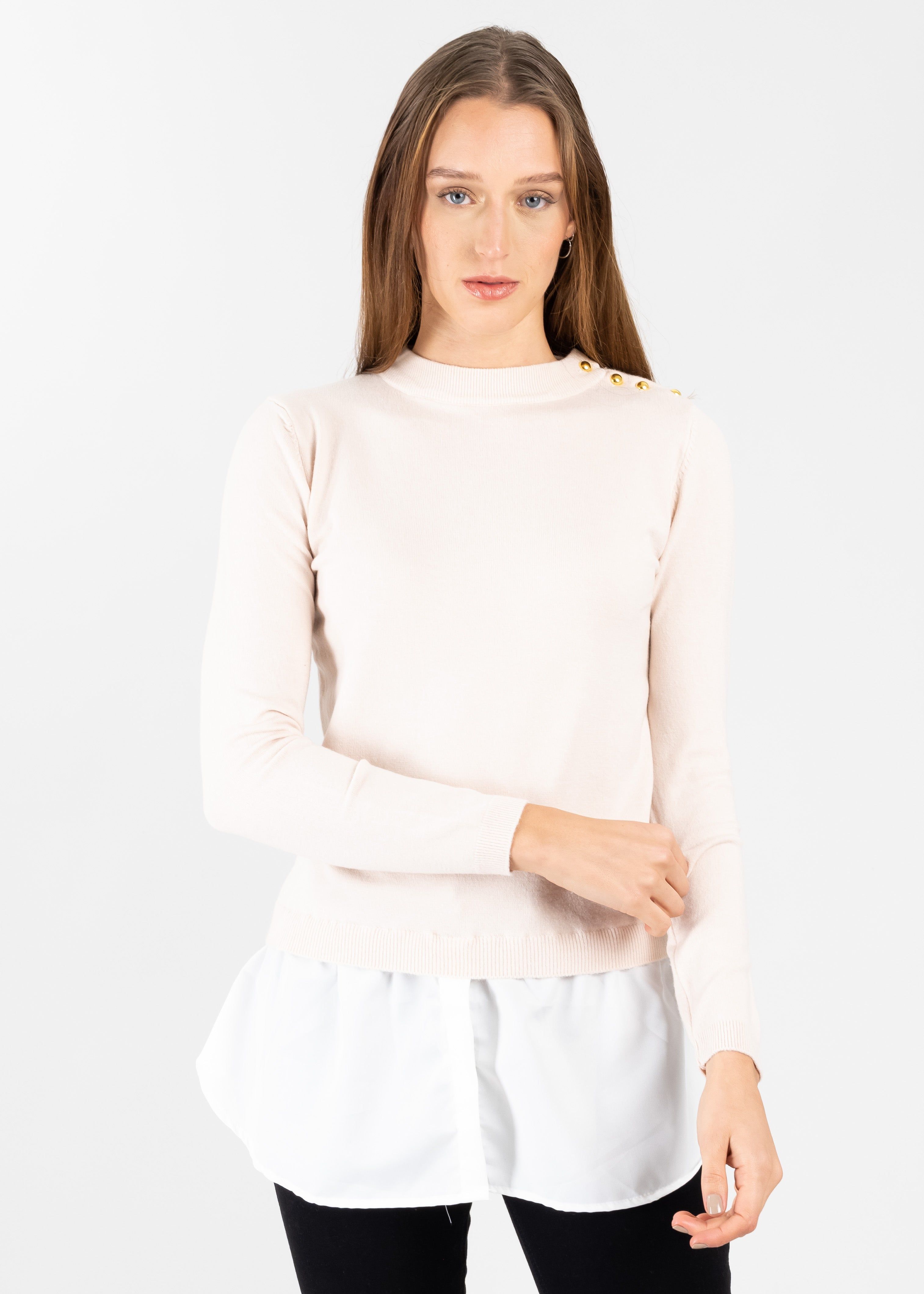 Suéter Cuello Alto Simulación Camisa sold by Shasa