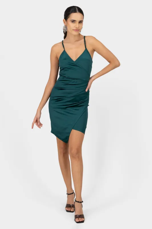 Vestido de satin mini cruzado liso sold by Shasa