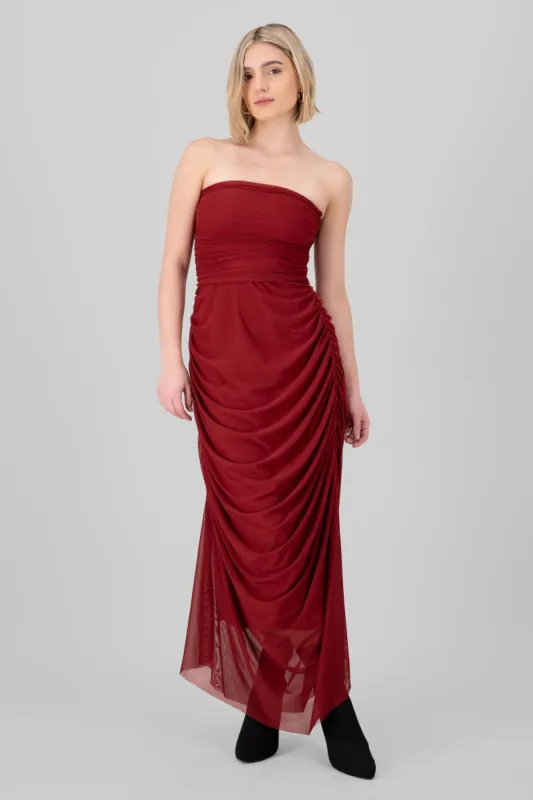 Maxi Vestido Liso Mesh Strapless sold by Shasa