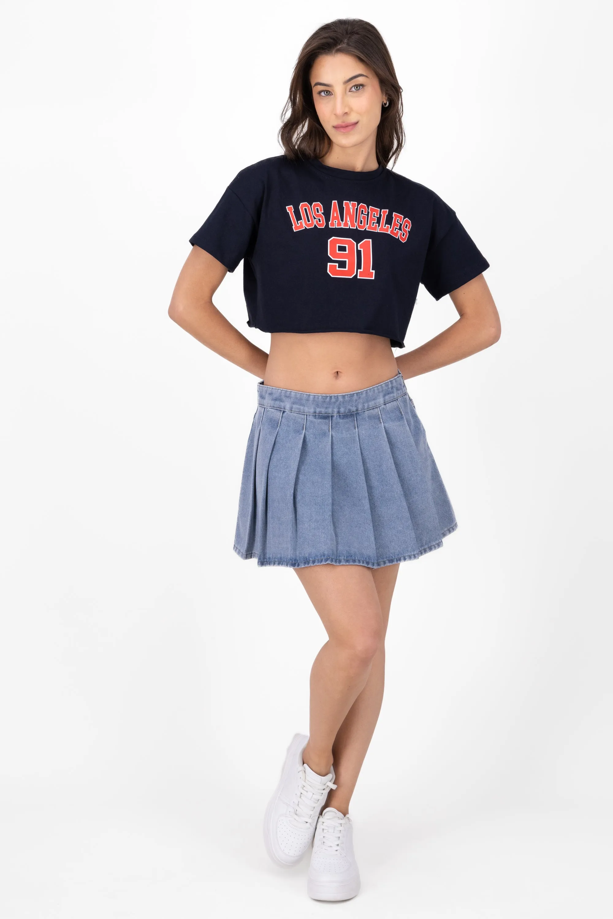 Falda tabelada denim sold by Shasa