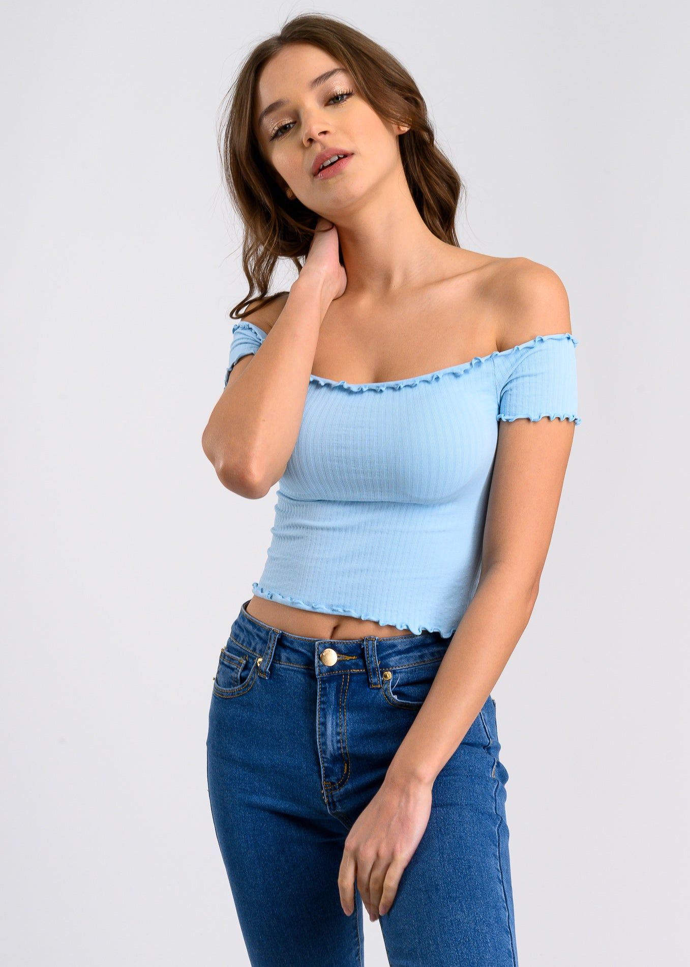 Top acanalado hombros descubiertos sold by Shasa