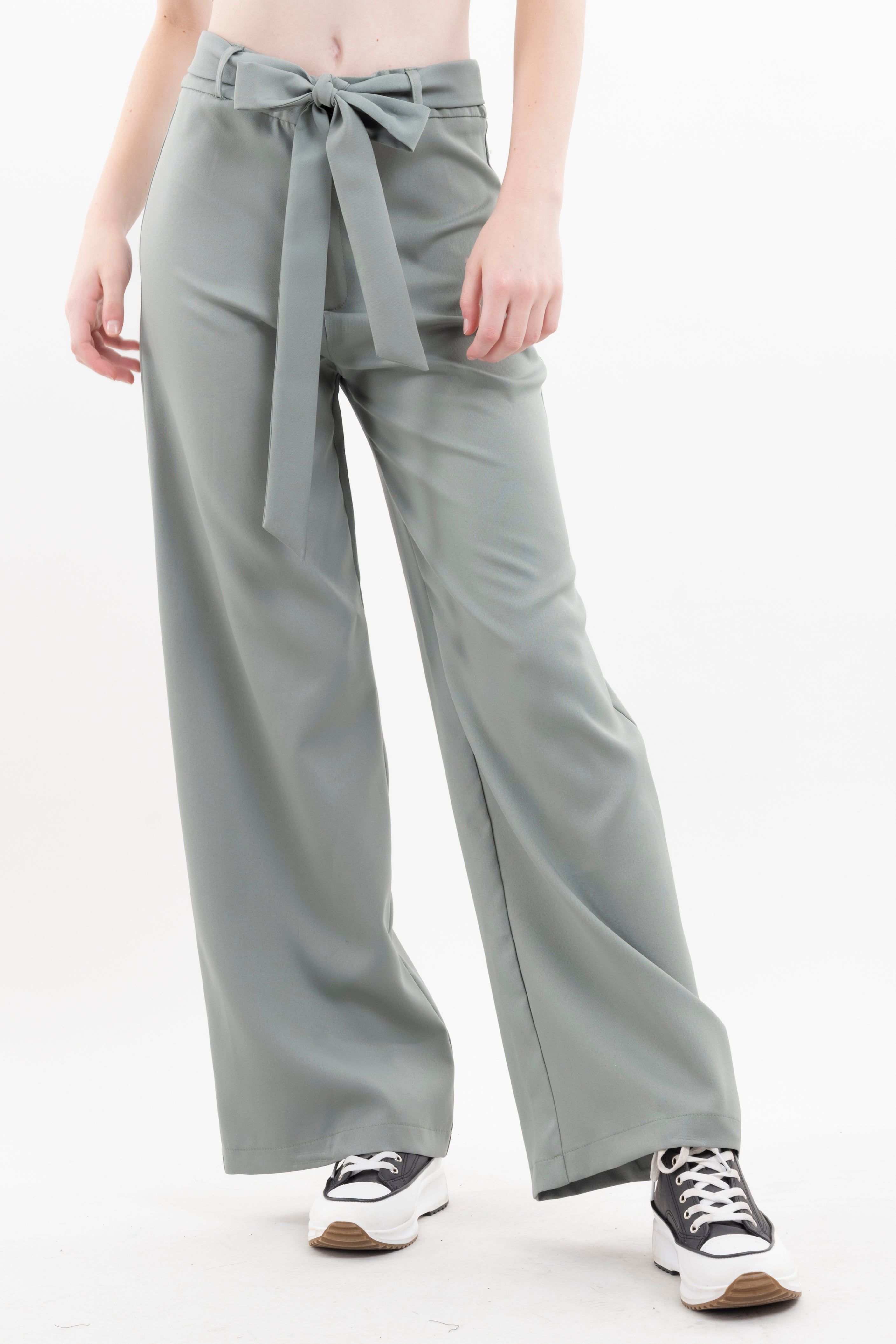 Pantalón wide leg cinturón lazo sold by Shasa