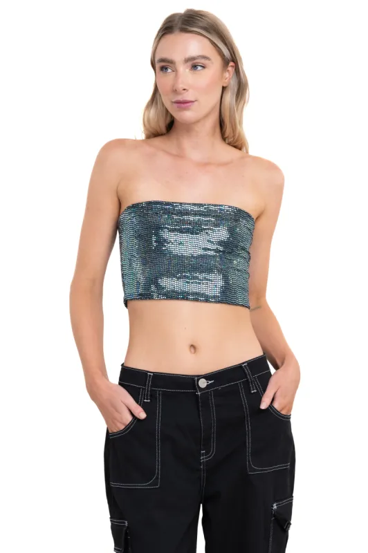 Top strapless brillos tornasol sold by Shasa