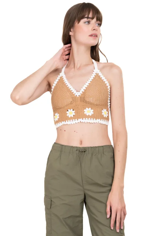 Top crop crochet flores sold by Shasa