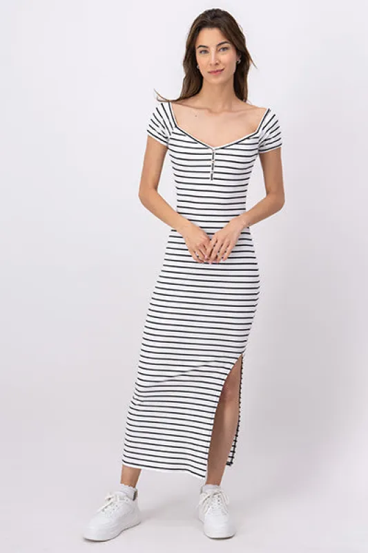 Vestido maxi rayas manga corta sold by Shasa