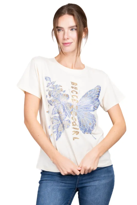 Playera brillos mariposa sold by Shasa