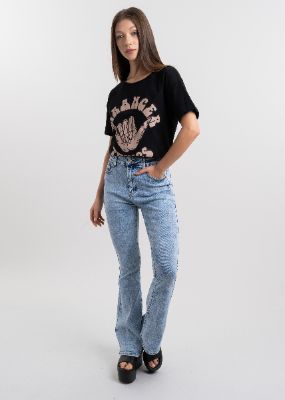Jeans flare acid wash sold by Shasa