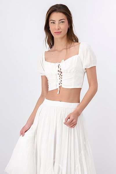 Top Lace Up Plisado sold by Shasa