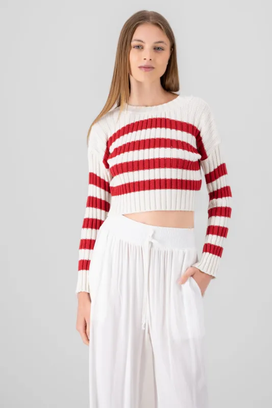 Suéter crop rayas bicolor sold by Shasa