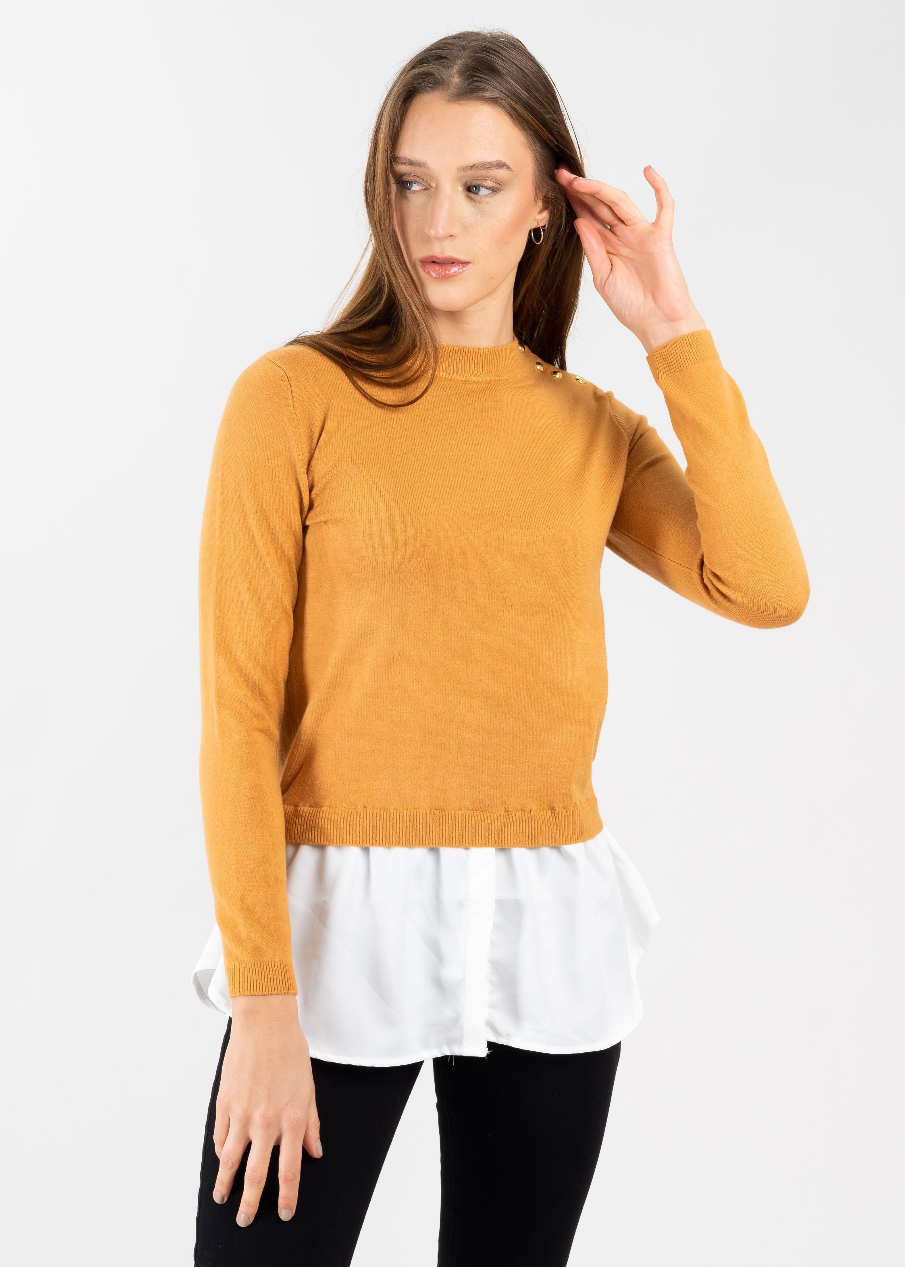 Suéter Cuello Alto Simulación Camisa sold by Shasa