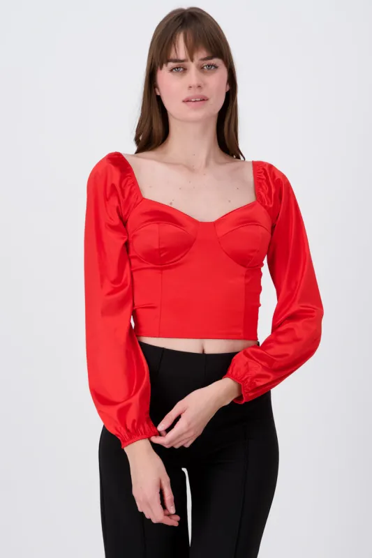 Blusa crop bustier satín sold by Shasa