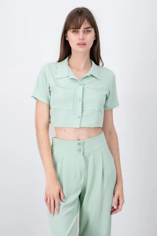 Camisa Crop Bolsillos sold by Shasa