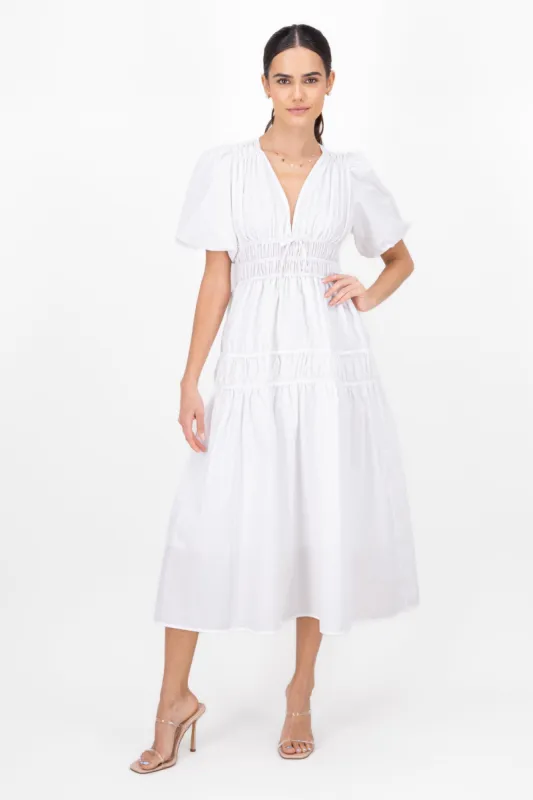 Vestido maxi liso con bloques sold by Shasa