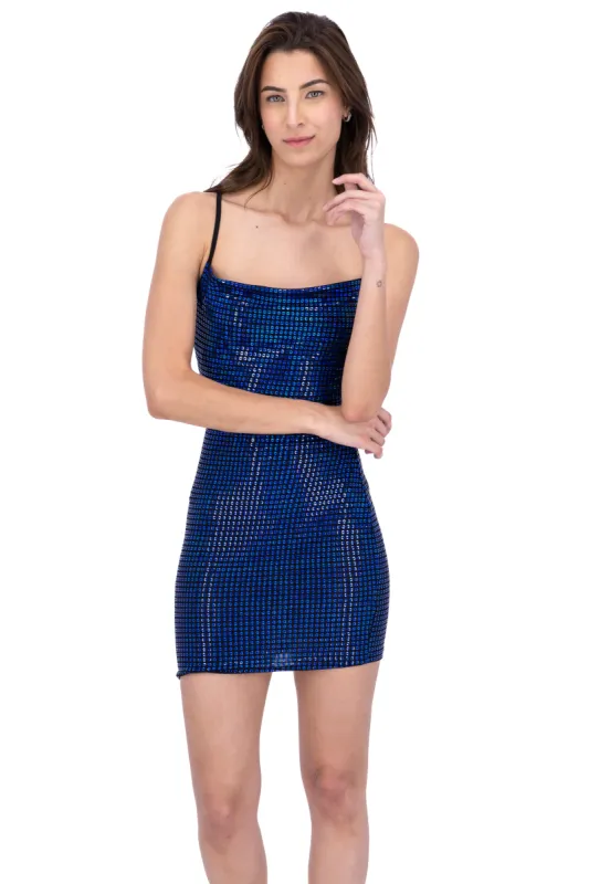 Vestido mini lentejuela con cuello cascada sold by Shasa