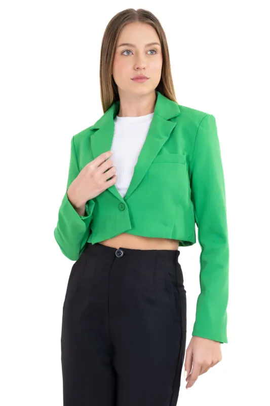 Saco crop cuello solapa sold by Shasa