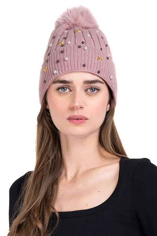 Gorro tejido brillos pompón sold by Shasa