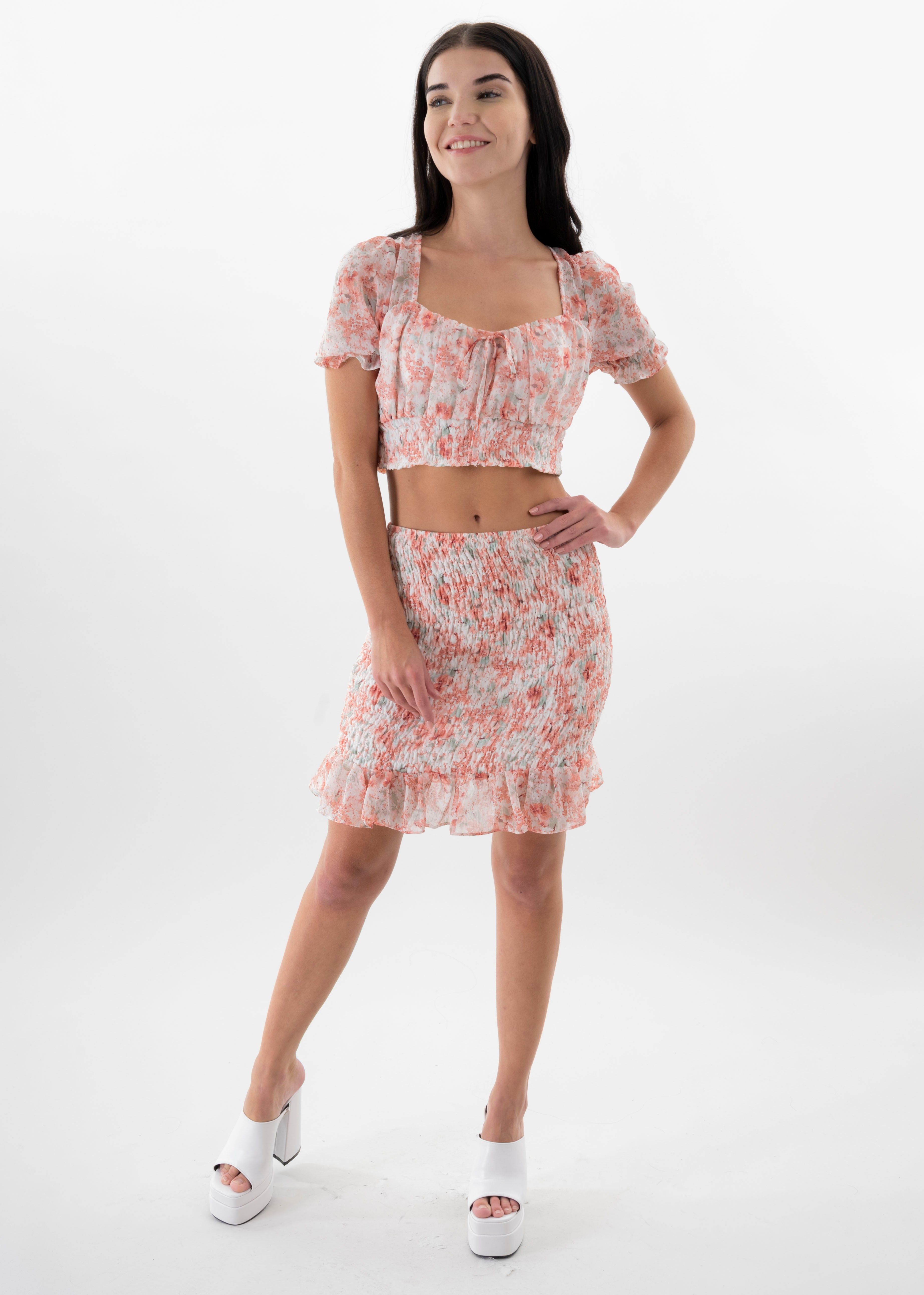 Falda mini fruncida flores acuarela sold by Shasa product image thumbnail 5