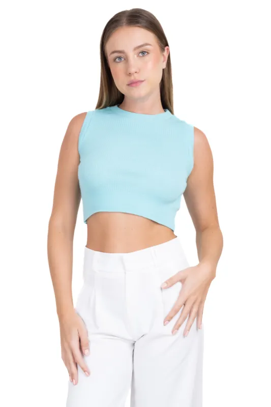 Top acanalado cuello redondo sold by Shasa