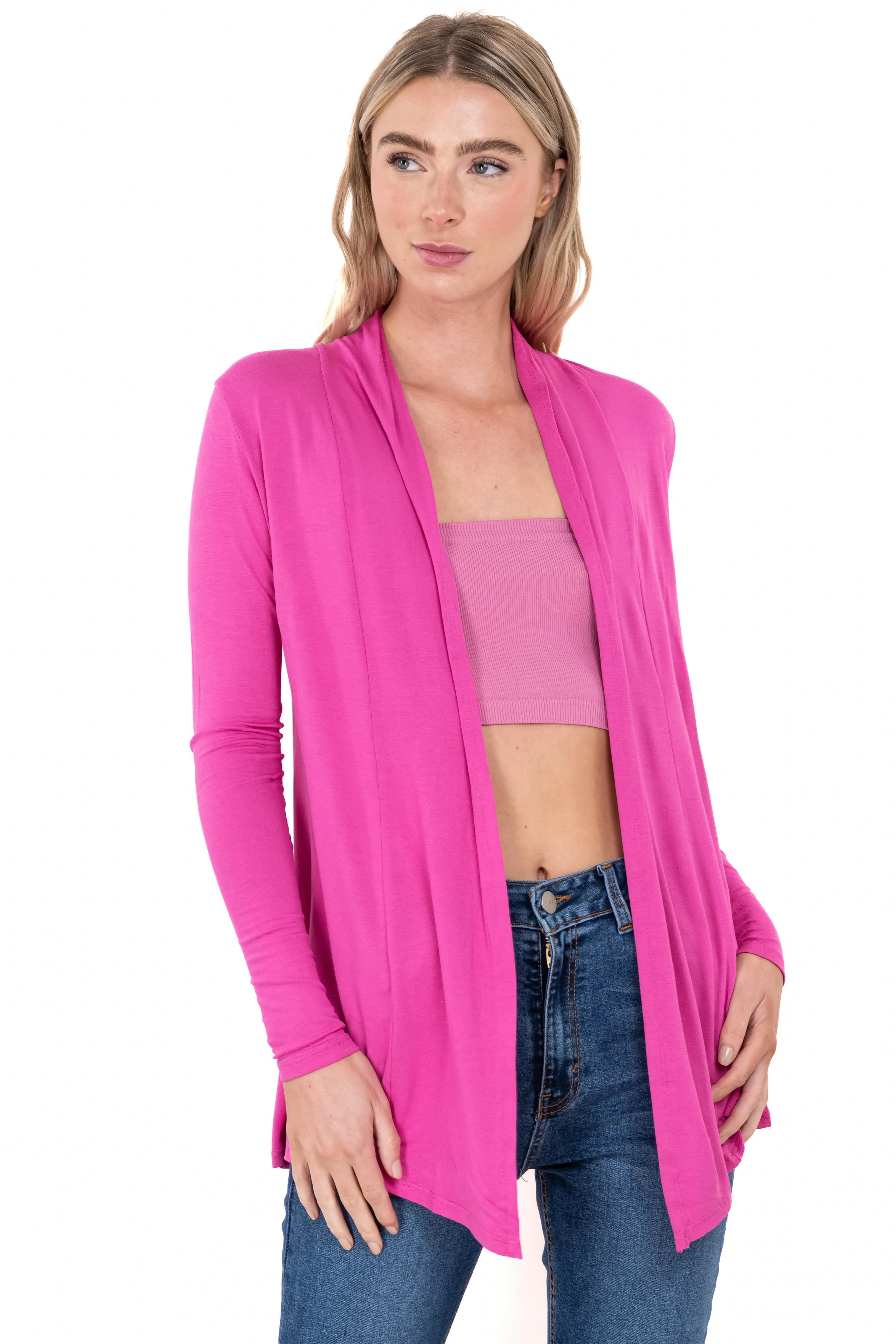 Cárdigan liso cuello cascada sold by Shasa