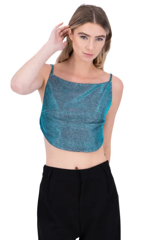 Top drapeado espalda abierta brillos sold by Shasa