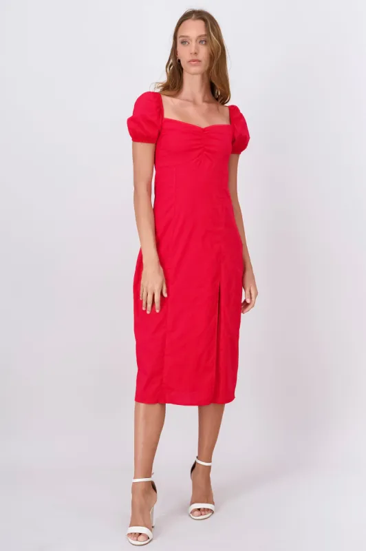 Vestido Midi Mangas Abullonadas sold by Shasa