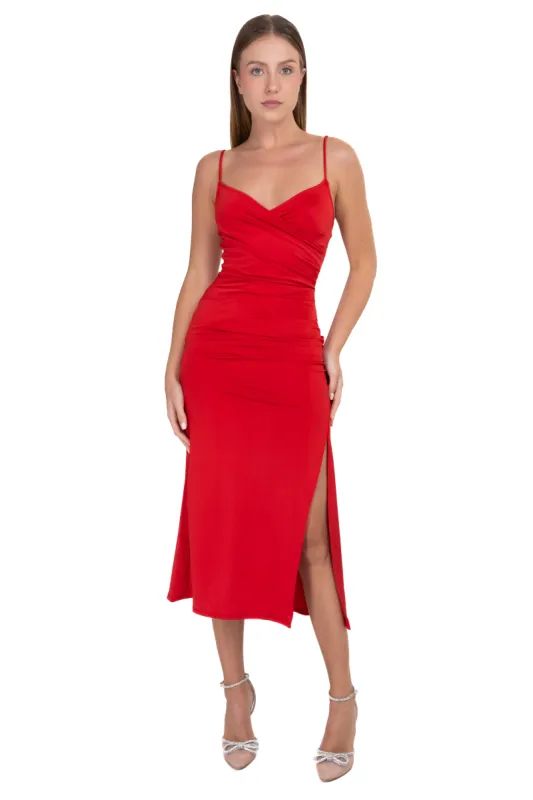 Vestido midi tirantes cruce escote sold by Shasa