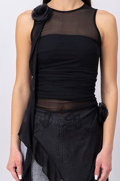 Vestido asimétrico mesh flores sold by Shasa product image thumbnail 5