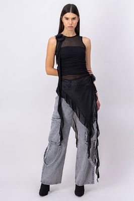 Vestido asimétrico mesh flores sold by Shasa