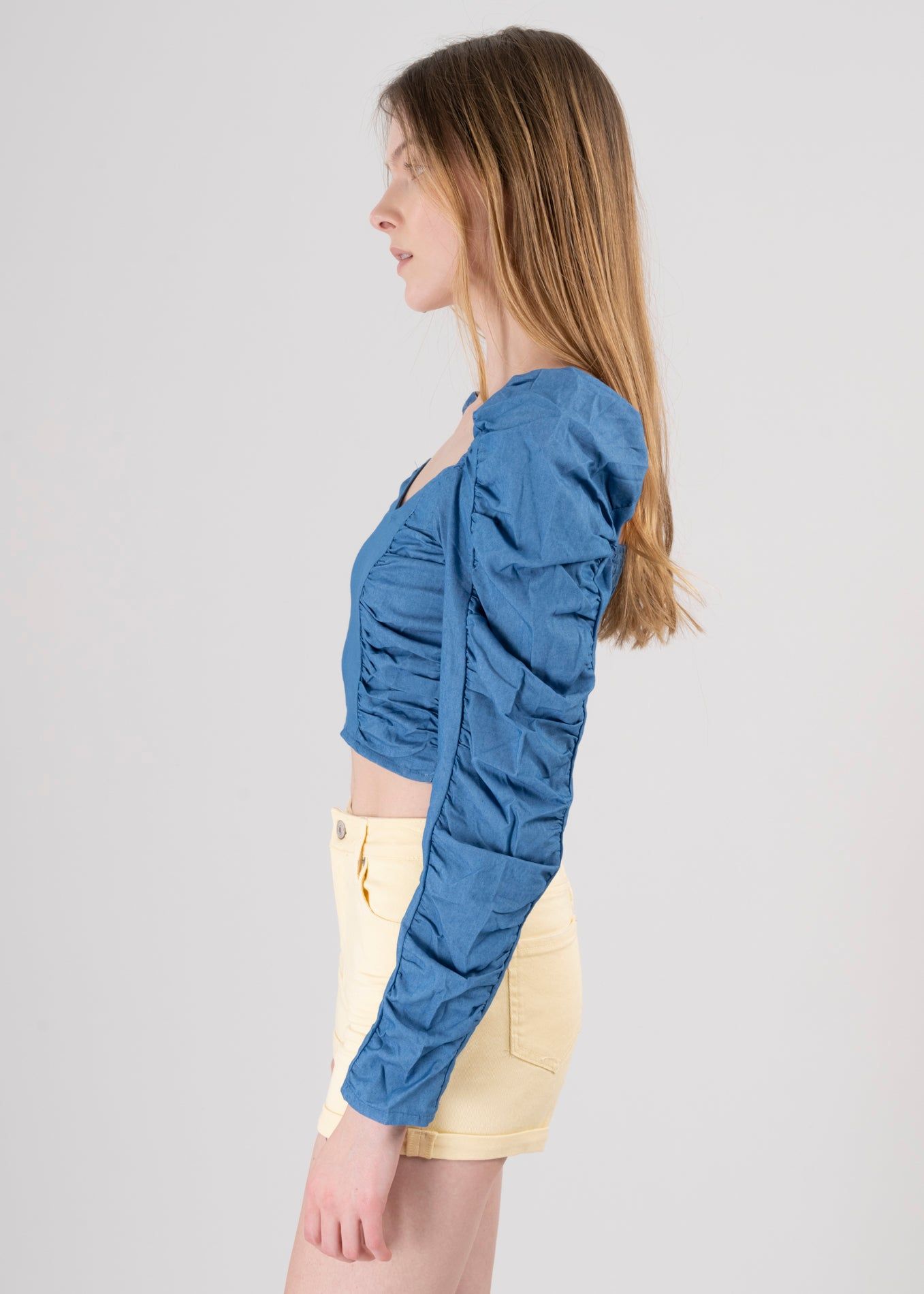Blusa manga larga plisado denim sold by Shasa product image thumbnail 3