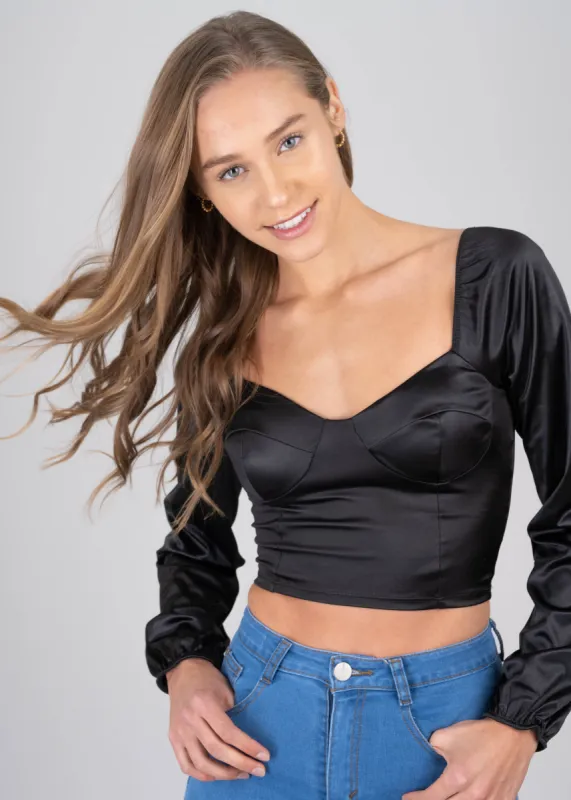 Blusa crop bustier satín sold by Shasa