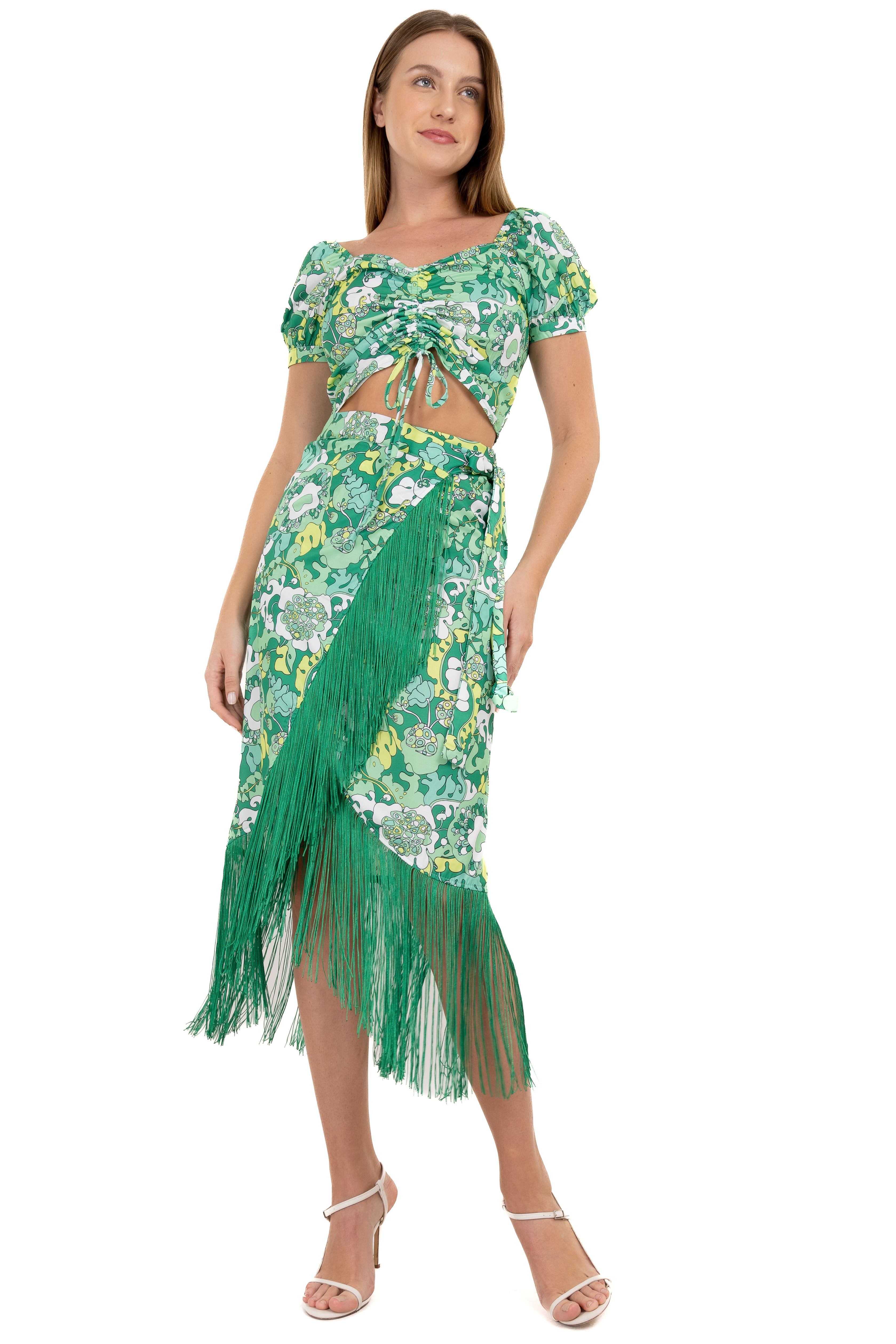 Falda midi flores retro flecos sold by Shasa product image thumbnail 2