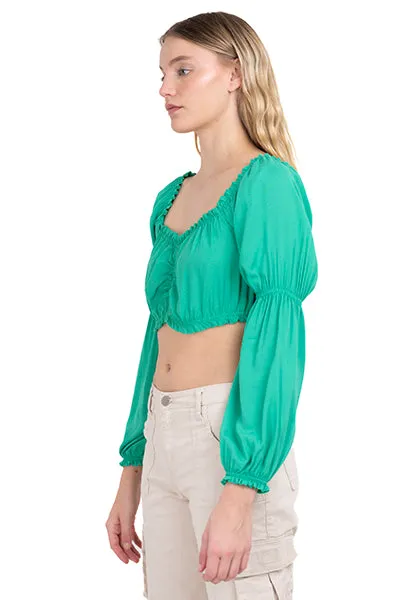 Top crop manga larga abullonada sold by Shasa product image thumbnail 3