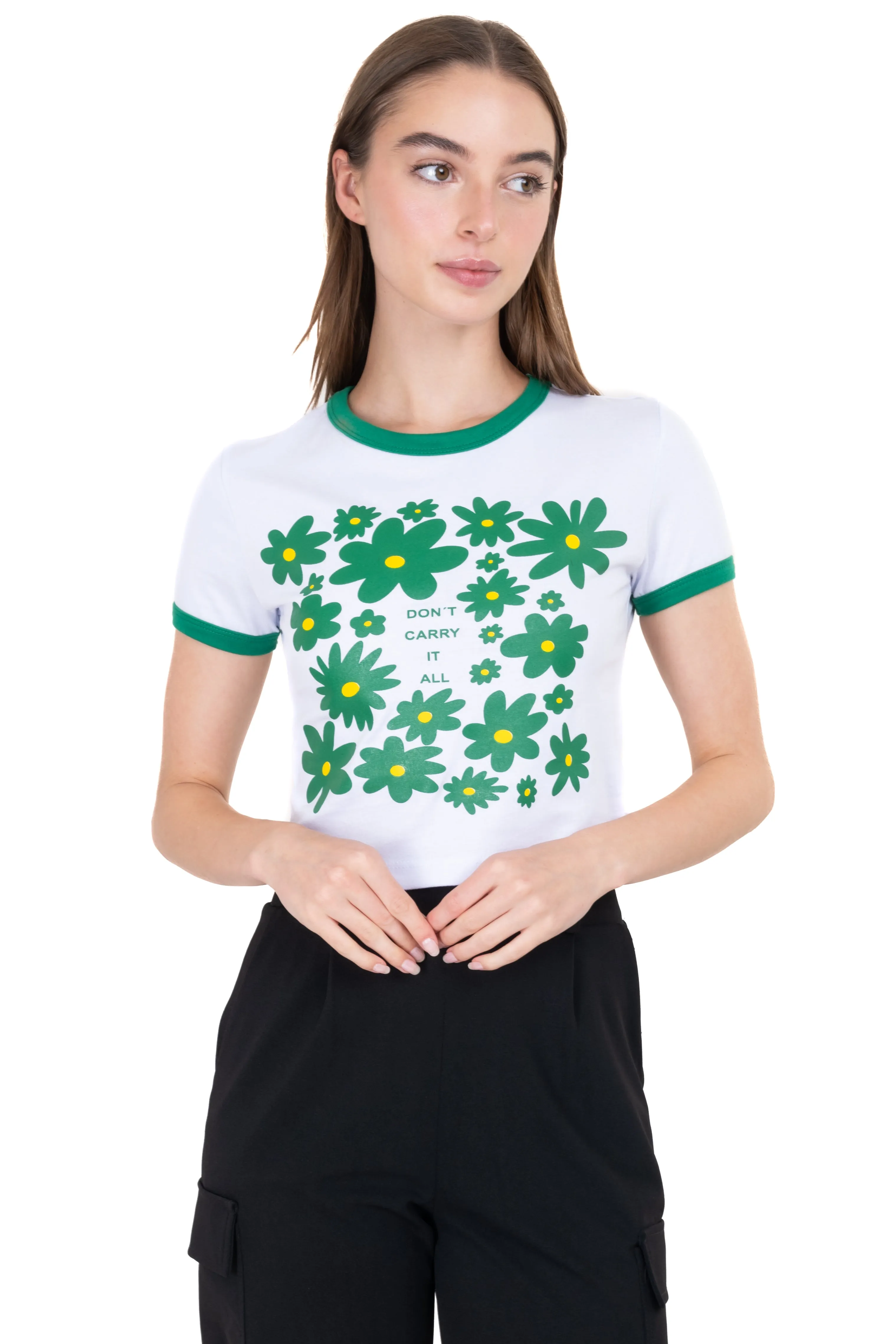 Top crop estampado frase flores sold by Shasa