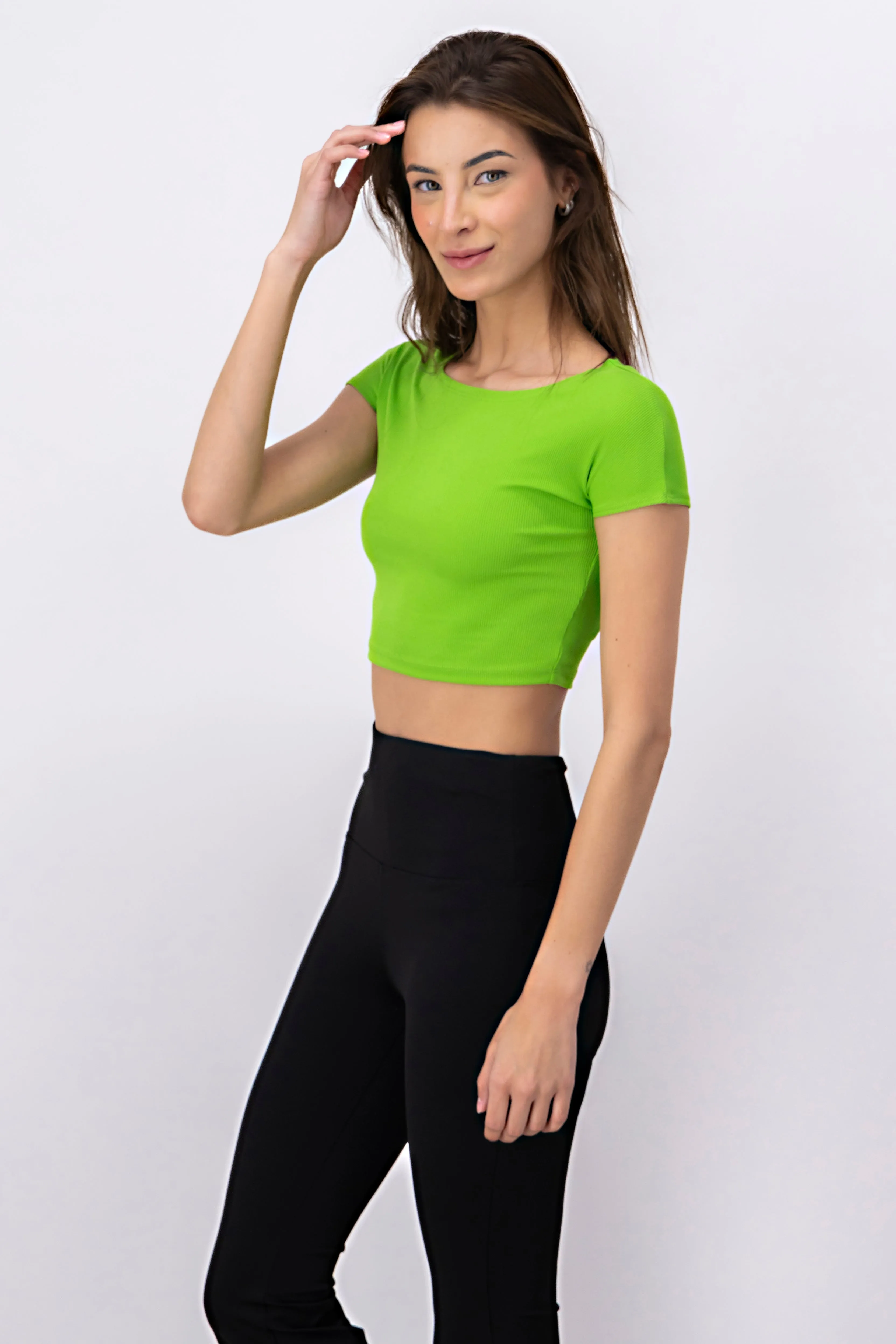 Crop top manga corta rib sold by Shasa product image thumbnail 3
