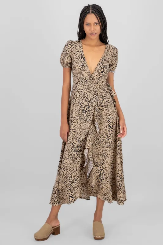 Maxi vestido animal print manga corta sold by Shasa