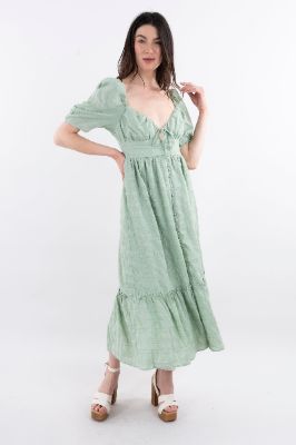 Vestido maxi botones olán sold by Shasa