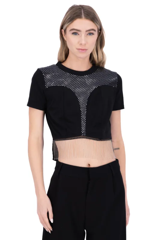 Playera crop brillos sold by Shasa
