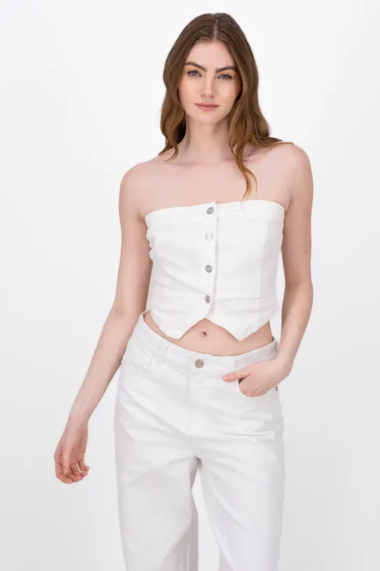 Top Denim Strapless Denim Corto sold by Shasa